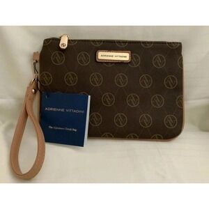 Adrienne Vittadini Studio Brown Wristlet Clutch,‎ Women's,  NEW WITH TAGS